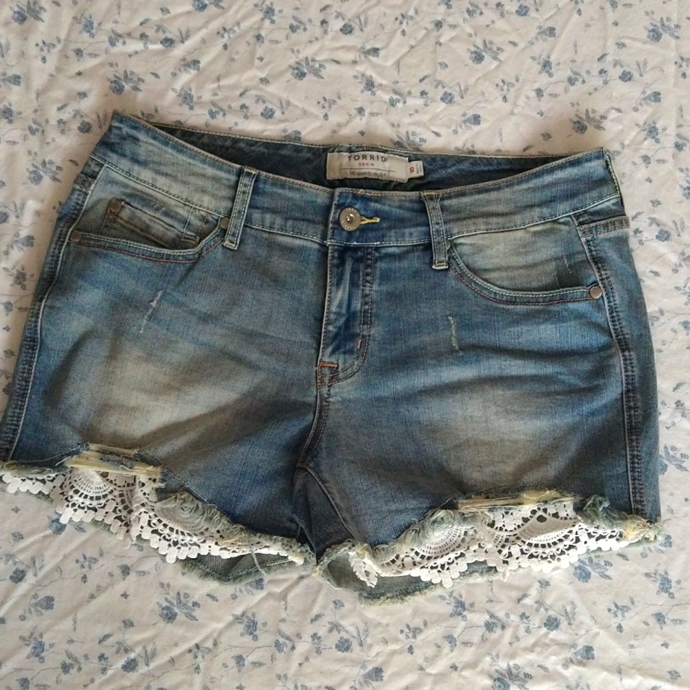 NWOT Torrid Denim Shorts with Lace 10